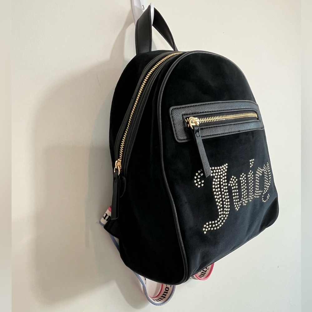 NEW Juicy Couture Liquorice Big Spender Studded Velvet Backpack - Picture 4 of 12